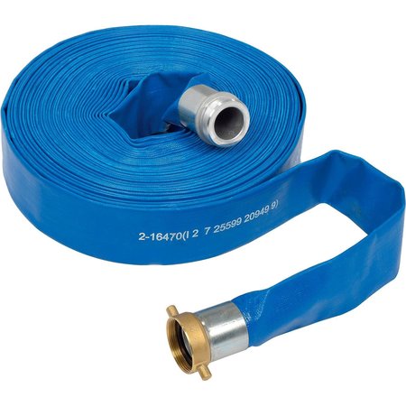 APACHE Apache 2 x 100' PVC Lay Flat Discharge Hose w/ M x F Aluminum Short Shanks,  98138054